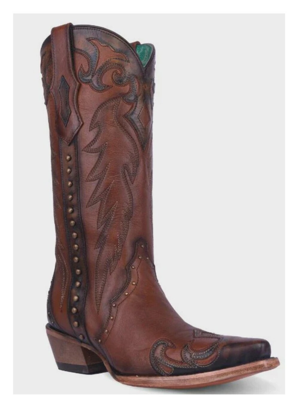 Corral Women's F1362 Honey Color With Black Wingtip with Side Zip Tall